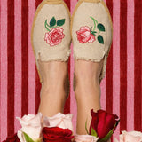 Women's Smoking Mule Espadrille | Embroidery | Wild Roses - Natural Undyed - Women's Espadrilles - Vogue Roses - Natural Undyed - Soludos - 