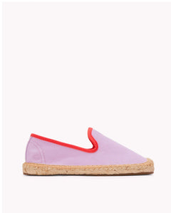 The Smoking Slipper - Contrast Piping - Lavender / Red - Kids' - Kids' Espadrilles - Lavender / Red - Soludos - 