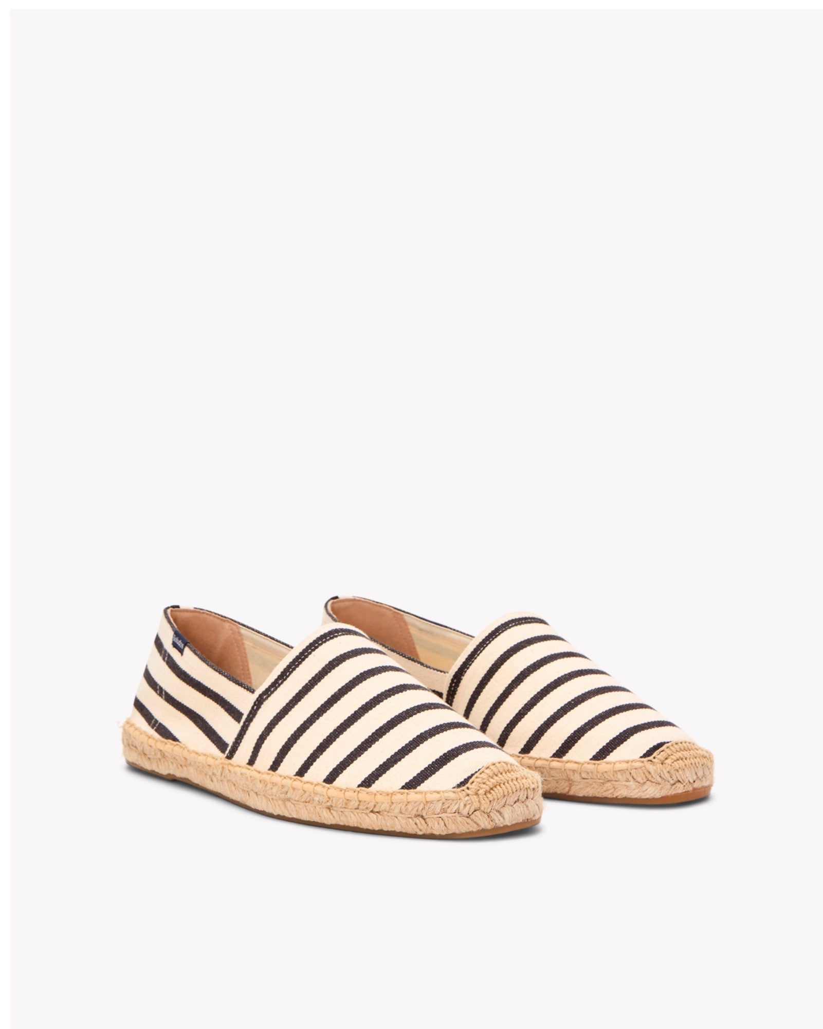 Men's Original Espadrille | Woven Stripe | Classic - Ivory - Black - Men's Espadrilles - Ivory - Black - Soludos - 