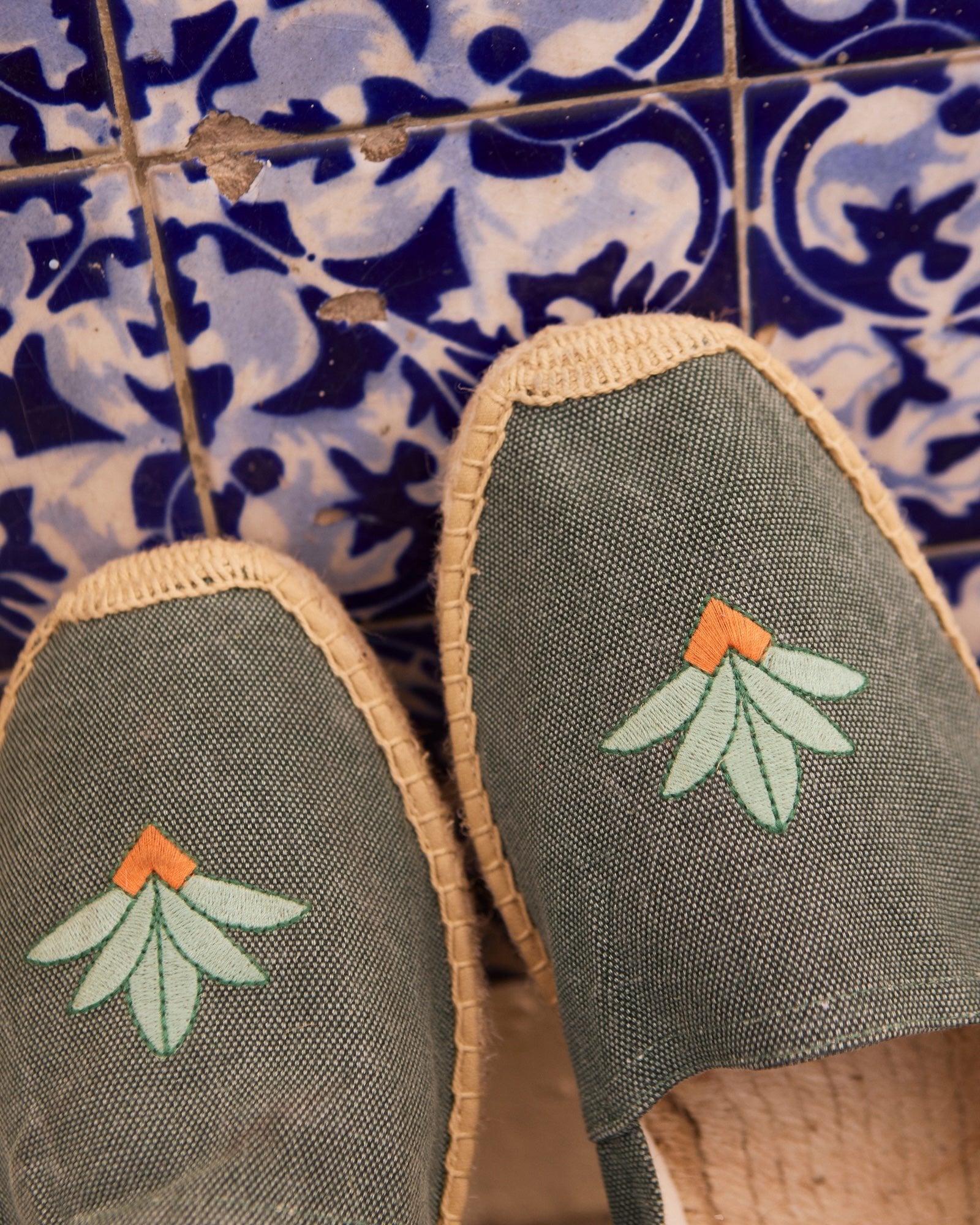 Men's Original Espadrille | Embroidery | Cardenxe - Vintage Green - Men's Espadrilles - Cardenxe - Vintage Green - Soludos - 