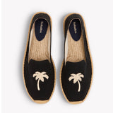 The Smoking Slipper - Embroidery / Palm Tree - Black - Men's - Men's Espadrilles - Black / Palm Tree - Soludos - 