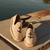 Men's Smoking Espadrille | Embroidery | Anchors - Natural Undyed - Mens Espadrilles - Anchors - Natural Undyed - Soludos - 