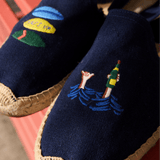 Men's Smoking Espadrille | Embroidery | Boards & Drinks - Armada Blue - Men's Espadrilles - Boards & Drinks - Armada Blue - Soludos - 