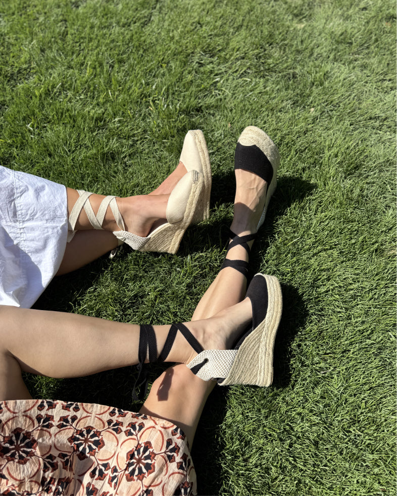 Women's Marseille Platform Wedge Espadrille | Linen Color | Noche Black