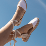 Women's Lauren Lace Up Espadrille | Linen Color | Oasis White - Women's Espadrilles - Oasis White - Soludos -