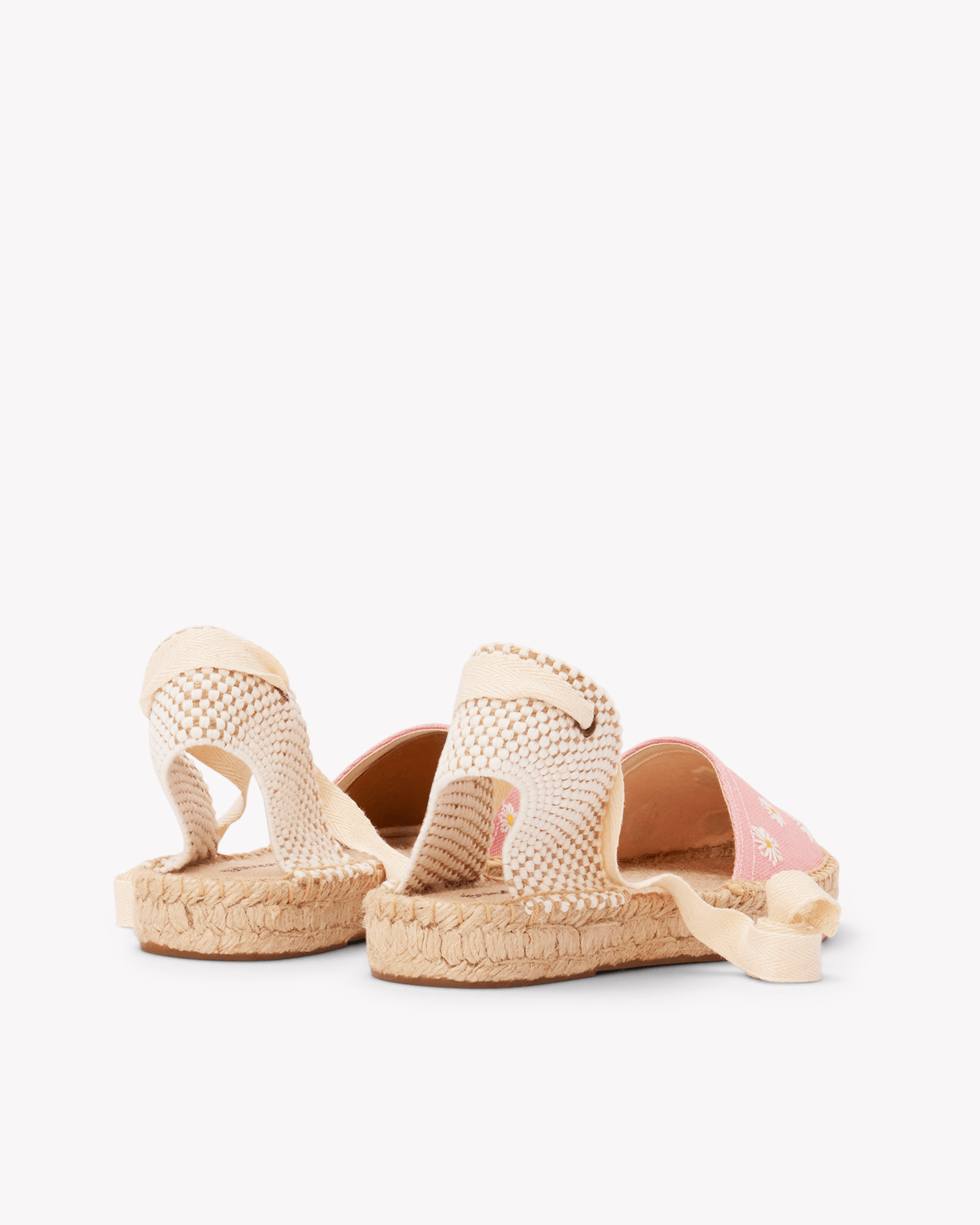 Women's Lauren Lace Up Espadrille | Embroidery | Daisies - Dusty Rose Pink - Womens Espadrilles - Daisies - Dusty Rose Pink - ET2C - 