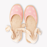 Women's Lauren Lace Up Espadrille | Embroidery | Daisies - Dusty Rose Pink - Womens Espadrilles - Daisies - Dusty Rose Pink - ET2C - 