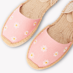Women's Lauren Lace Up Espadrille | Embroidery | Daisies - Dusty Rose Pink - Womens Espadrilles - Daisies - Dusty Rose Pink - ET2C - 