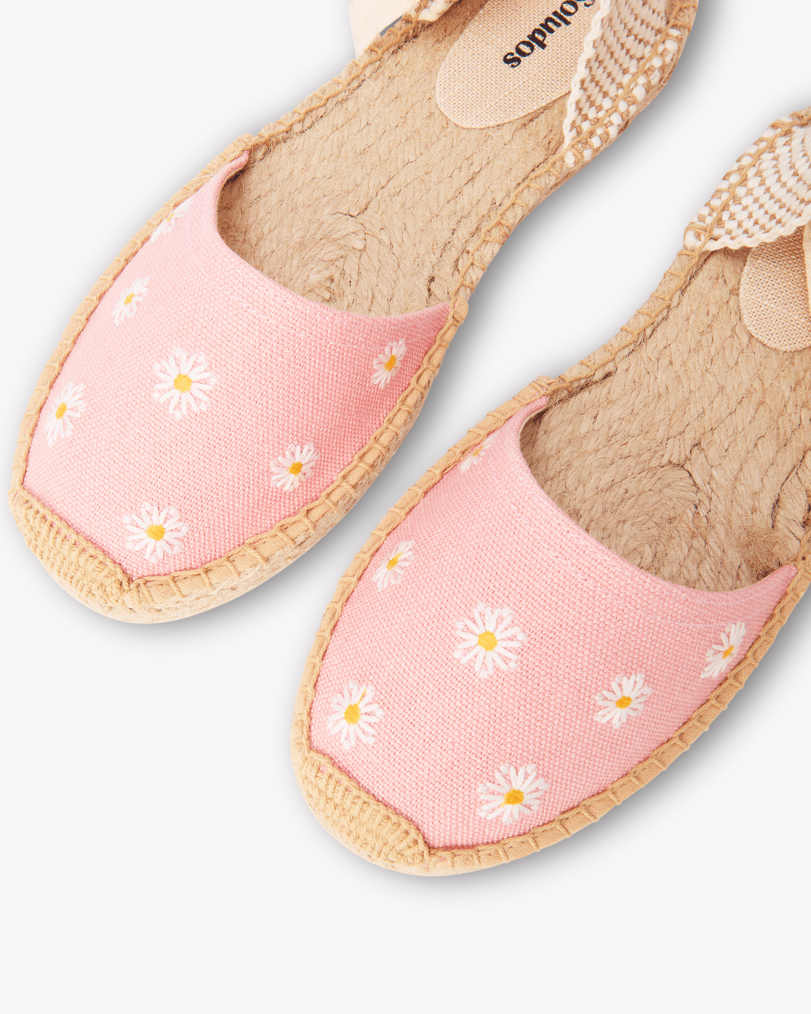 Women's Lauren Lace Up Espadrille | Embroidery | Daisies - Dusty Rose Pink - Womens Espadrilles - Daisies - Dusty Rose Pink - ET2C - 