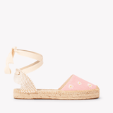 Women's Lauren Lace Up Espadrille | Embroidery | Daisies - Dusty Rose Pink - Womens Espadrilles - Daisies - Dusty Rose Pink - ET2C - 