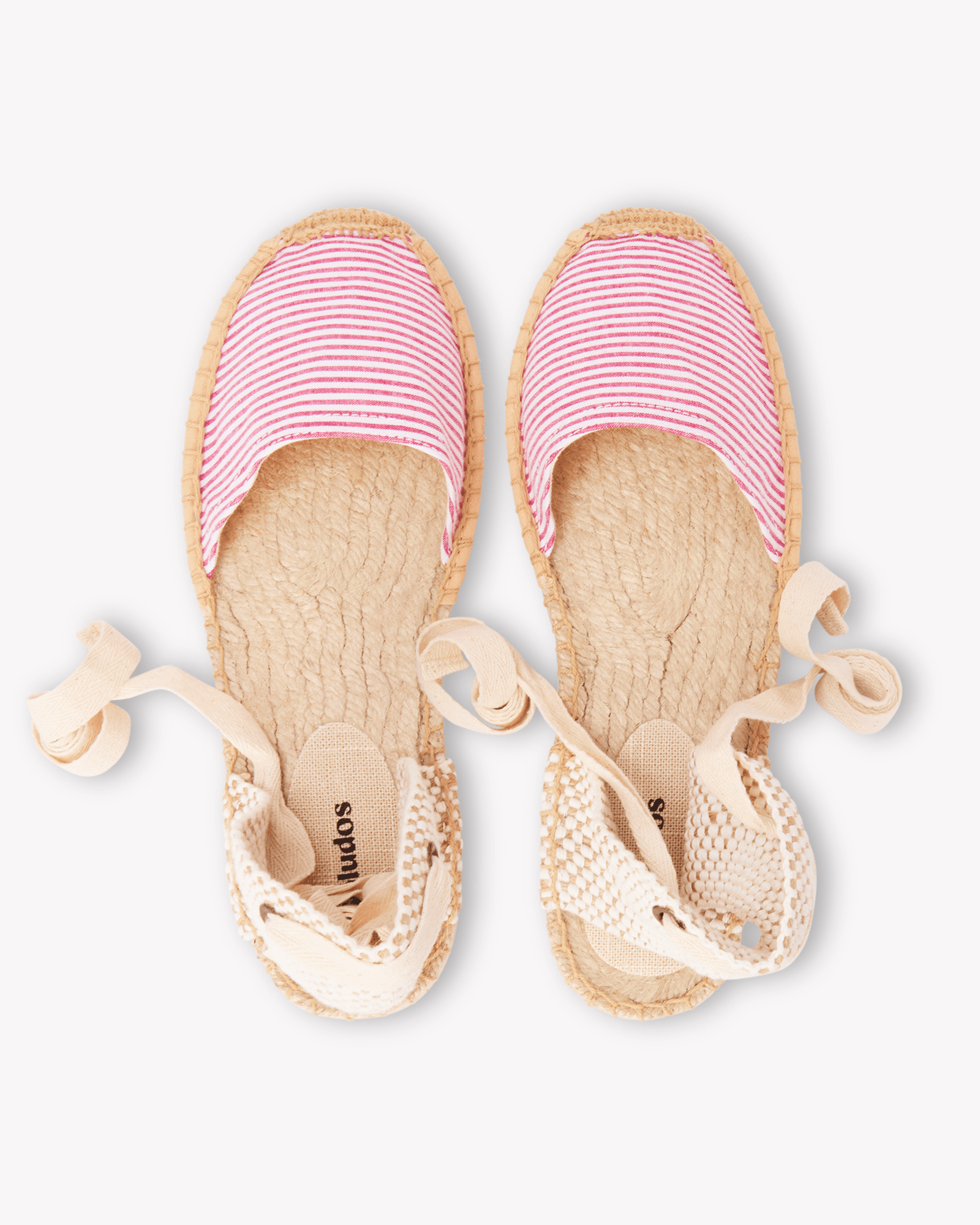 Women's Lauren Lace Up Espadrille | Seersucker | Classic Pink - Womens Espadrilles - Classic Pink - ET2C - 