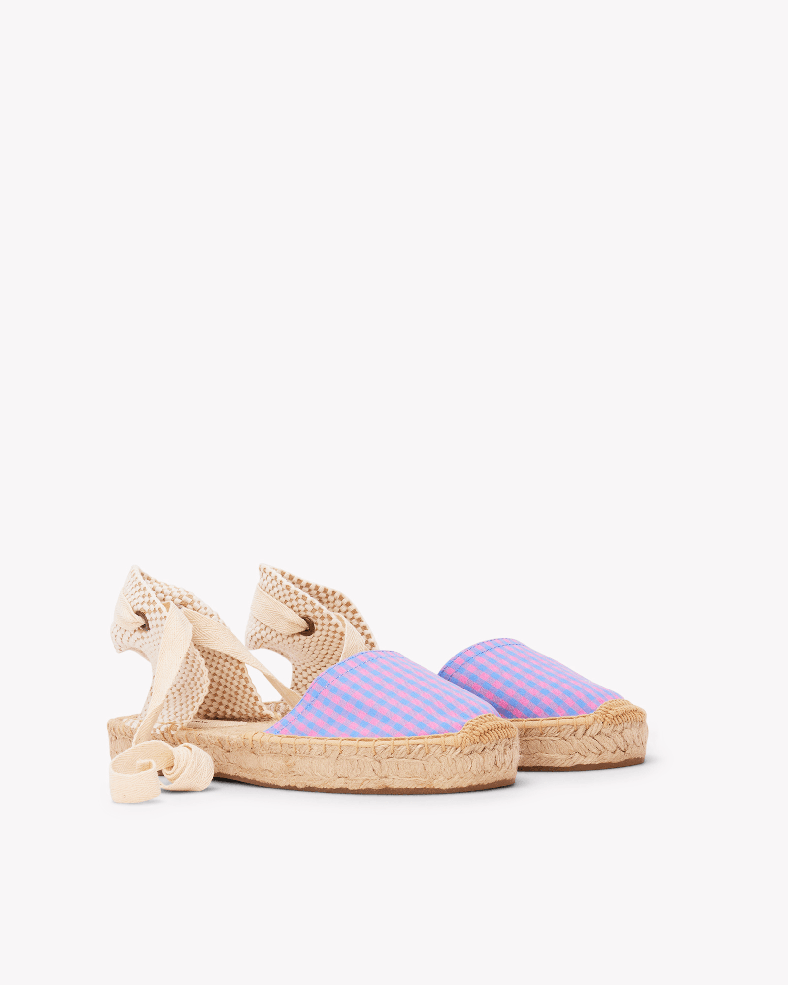 Women's Lauren Lace Up Espadrille | Vichy | Blue - Pink - Womens Espadrilles - Blue - Pink - ET2C - 