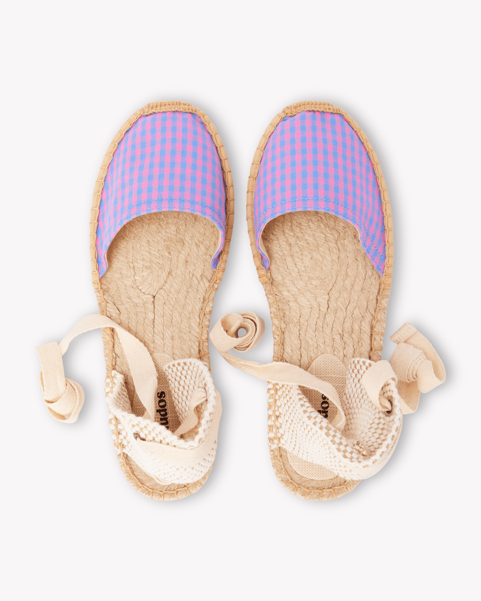 Women's Lauren Lace Up Espadrille | Vichy | Blue - Pink - Womens Espadrilles - Blue - Pink - ET2C - 