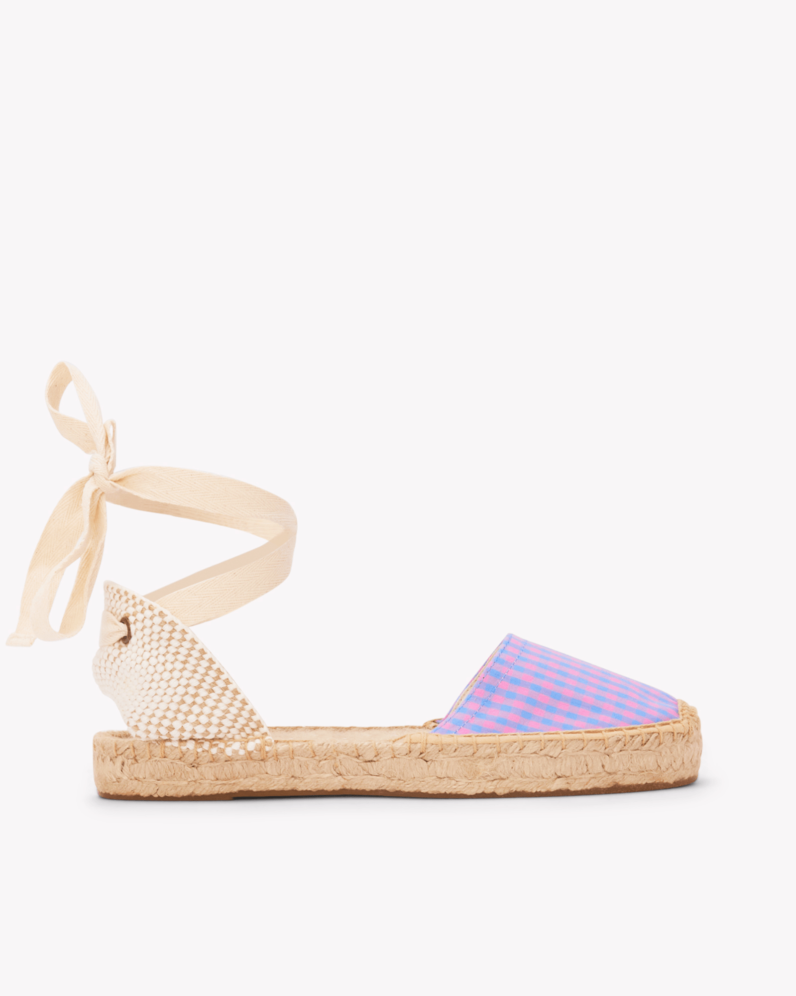 Women's Lauren Lace Up Espadrille | Vichy | Blue - Pink - Womens Espadrilles - Blue - Pink - ET2C - 