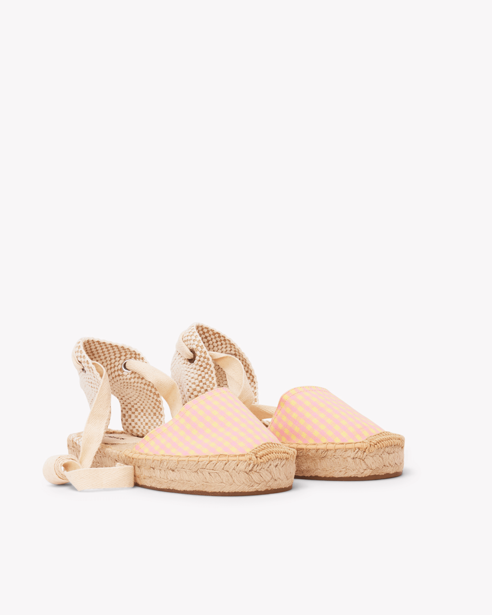 Women's Lauren Lace Up Espadrille | Vichy | Pink - Yellow - Womens Espadrilles - Pink - Yellow - ET2C - 