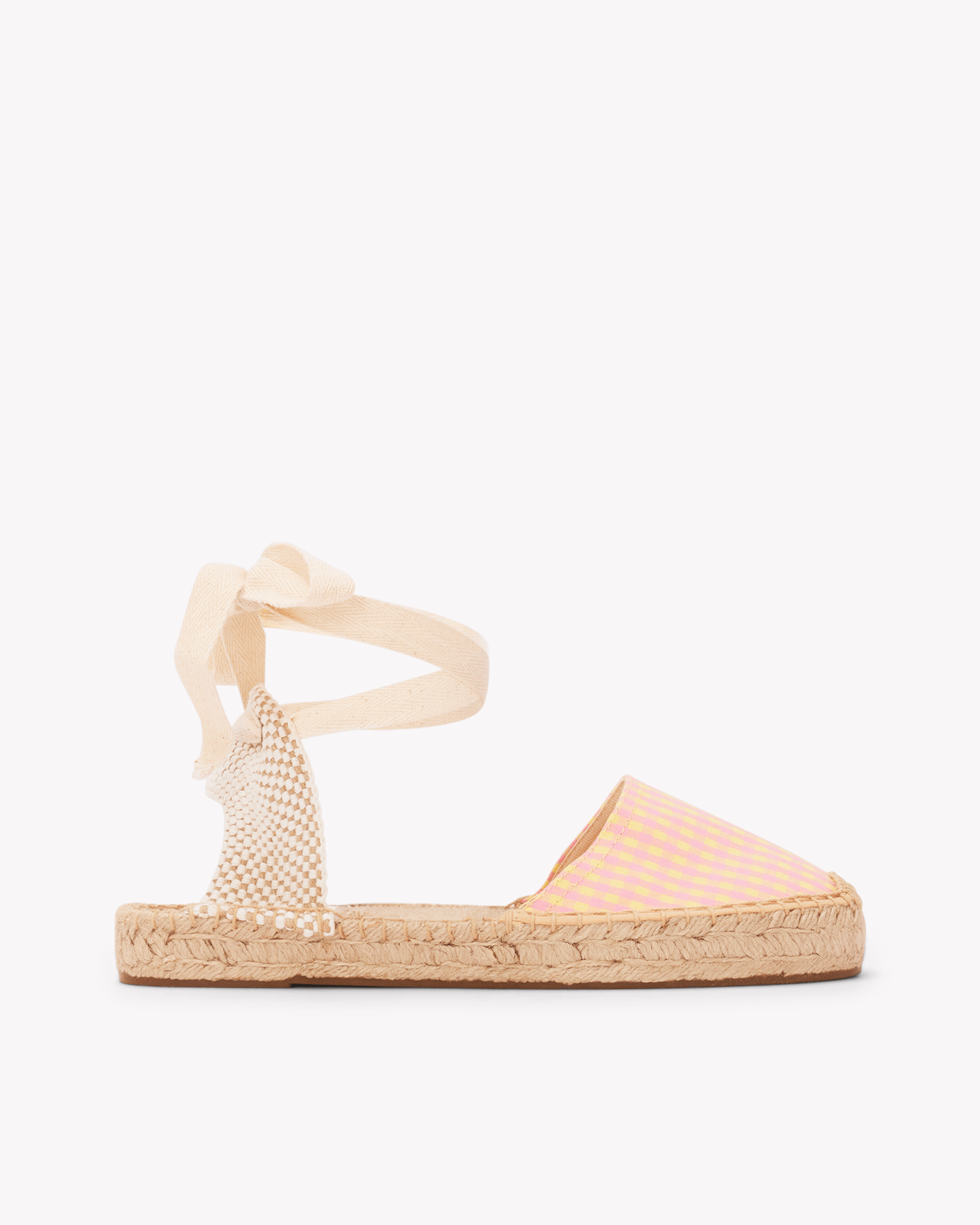 Women's Lauren Lace Up Espadrille | Vichy | Pink - Yellow - Womens Espadrilles - Pink - Yellow - ET2C - 