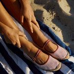 Women's Mary Jane Espadrille | Seersucker | Classic Pink - Womens Espadrilles - Classic Pink - Soludos - 