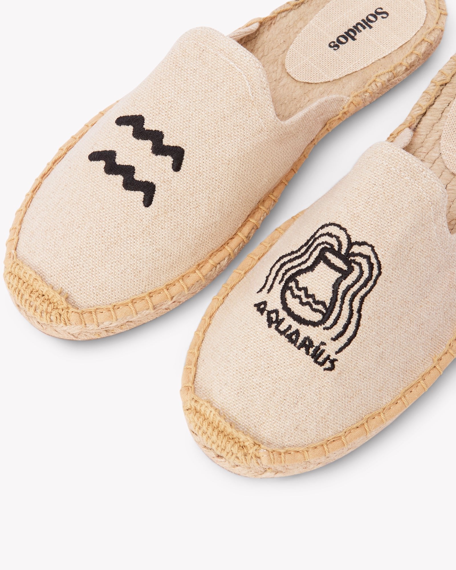 Women's Smoking Mule Espadrille | Embroidery | Aquarius - Natural Undyed - Womens Espadrilles - Aquarius - Natural Undyed - ET2C - 
