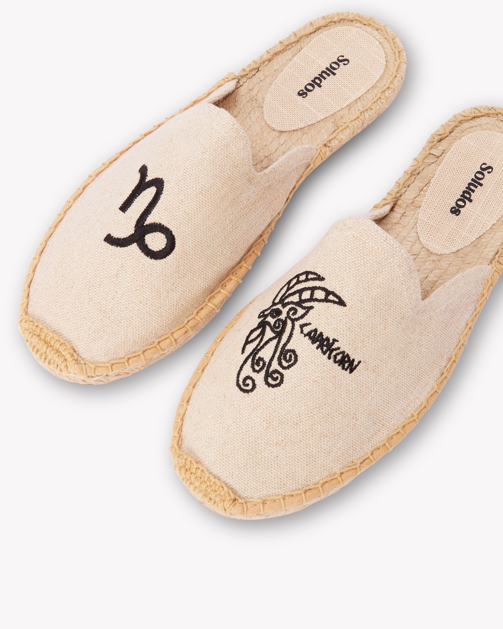 Women's Smoking Mule Espadrille | Embroidery | Capricorn - Natural Undyed - Womens Espadrilles - Capricorn - Natural Undyed - ET2C - 