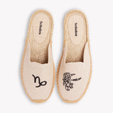 Women's Smoking Mule Espadrille | Embroidery | Capricorn - Natural Undyed - Womens Espadrilles - Capricorn - Natural Undyed - ET2C - 