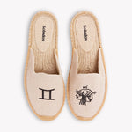 Women's Smoking Mule Espadrille | Embroidery | Gemini - Natural Undyed - Womens Espadrilles - Gemini - Natural Undyed - ET2C - 