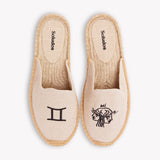 Women's Smoking Mule Espadrille | Embroidery | Gemini - Natural Undyed - Womens Espadrilles - Gemini - Natural Undyed - ET2C - 