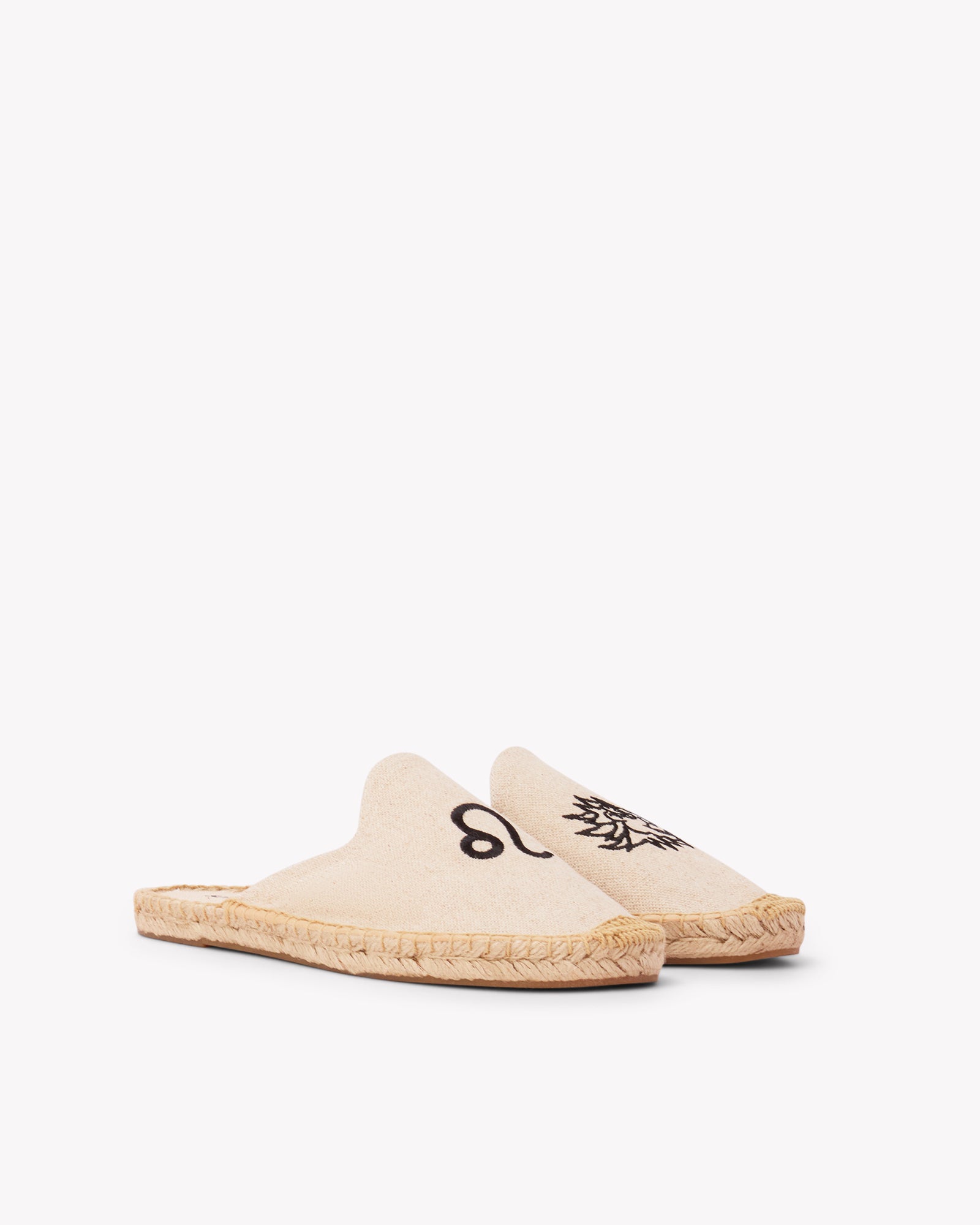 Women's Smoking Mule Espadrille | Embroidery | Leo - Natural Undyed - Womens Espadrilles - Leo - Natural Undyed - ET2C - 