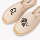 Women's Smoking Mule Espadrille | Embroidery | Leo - Natural Undyed - Womens Espadrilles - Leo - Natural Undyed - ET2C - 