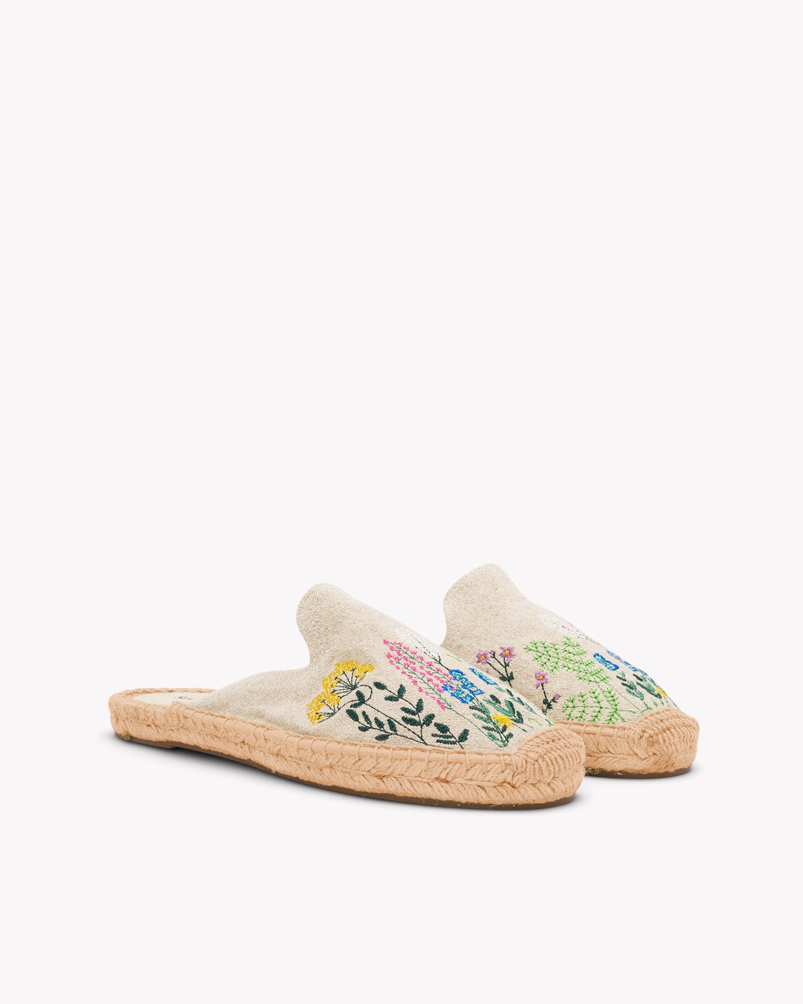 Womens_Espadrilles_The Smoking Mule_Embroidery_Natural Undyed - Lavender Fields - Women's Espadrilles - Natural Undyed - Lavender Fields - Soludos - 