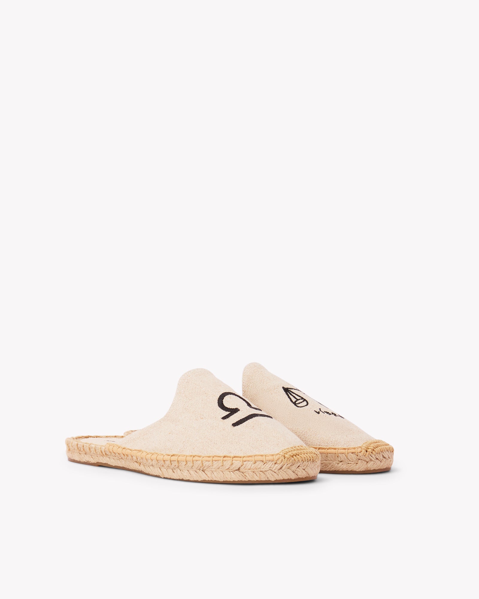 Women's Smoking Mule Espadrille | Embroidery | Libra - Natural Undyed - Womens Espadrilles - Libra - Natural Undyed - ET2C - 