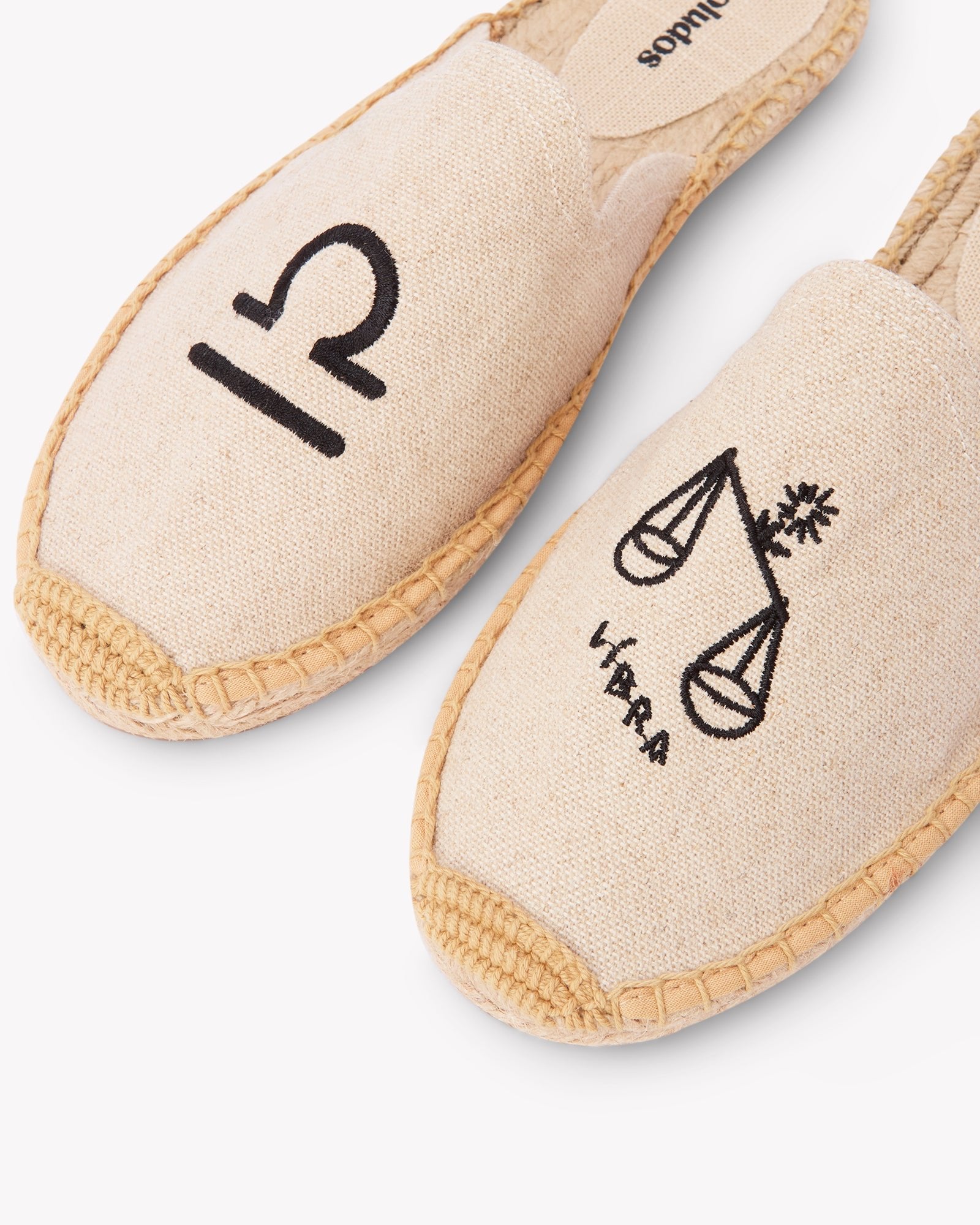 Women's Smoking Mule Espadrille | Embroidery | Libra - Natural Undyed - Womens Espadrilles - Libra - Natural Undyed - ET2C - 