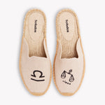 Women's Smoking Mule Espadrille | Embroidery | Libra - Natural Undyed - Womens Espadrilles - Libra - Natural Undyed - Soludos - 