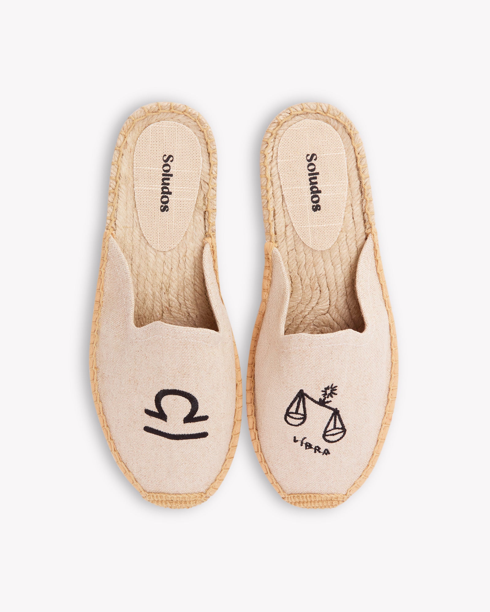 Women's Smoking Mule Espadrille | Embroidery | Libra - Natural Undyed - Womens Espadrilles - Libra - Natural Undyed - Soludos - 