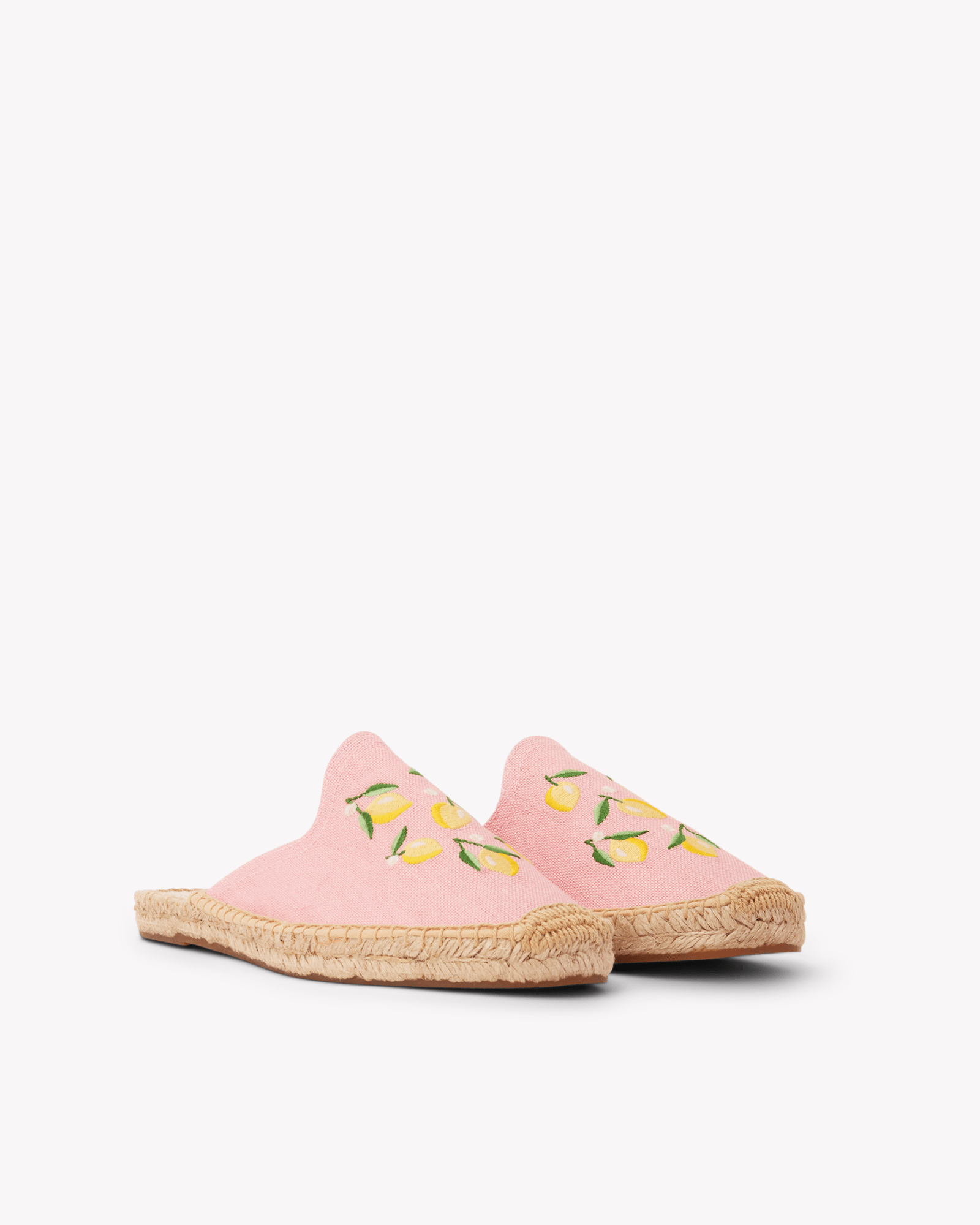 Women's Smoking Mule Espadrille | Embroidery | Lemons - Dusty Rose Pink - Womens Espadrilles - Lemons - Dusty Rose Pink - ET2C - 
