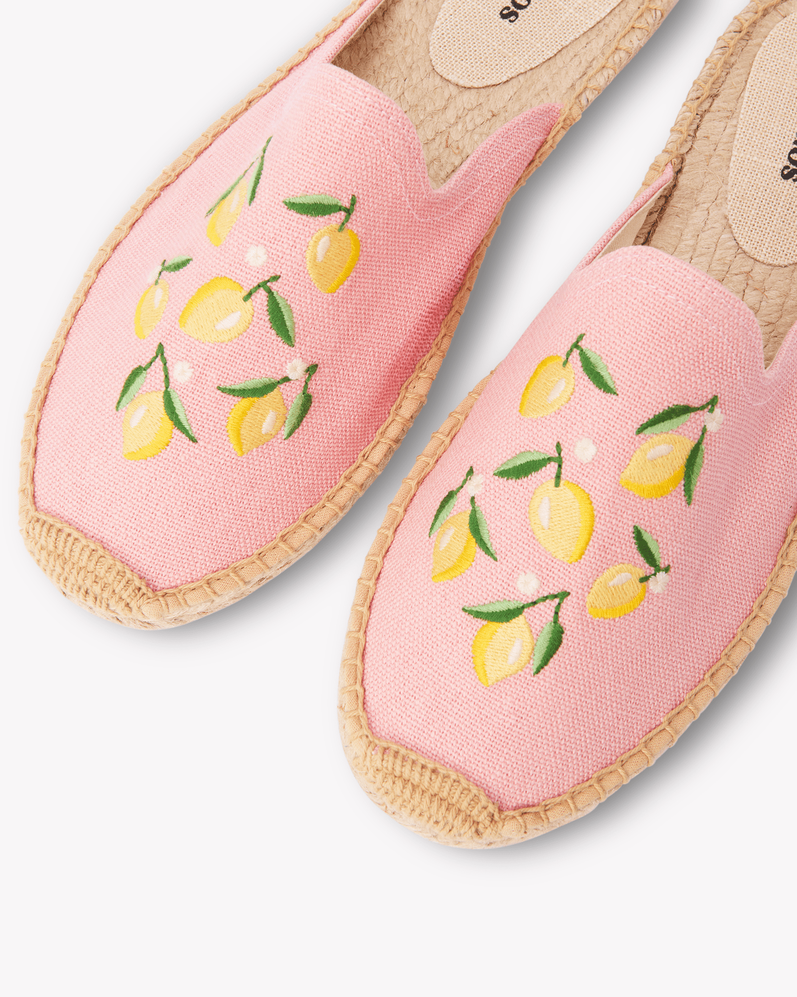 Women's Smoking Mule Espadrille | Embroidery | Lemons - Dusty Rose Pink - Womens Espadrilles - Lemons - Dusty Rose Pink - ET2C - 