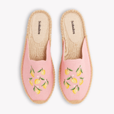 Women's Smoking Mule Espadrille | Embroidery | Lemons - Dusty Rose Pink - Womens Espadrilles - Lemons - Dusty Rose Pink - ET2C - 