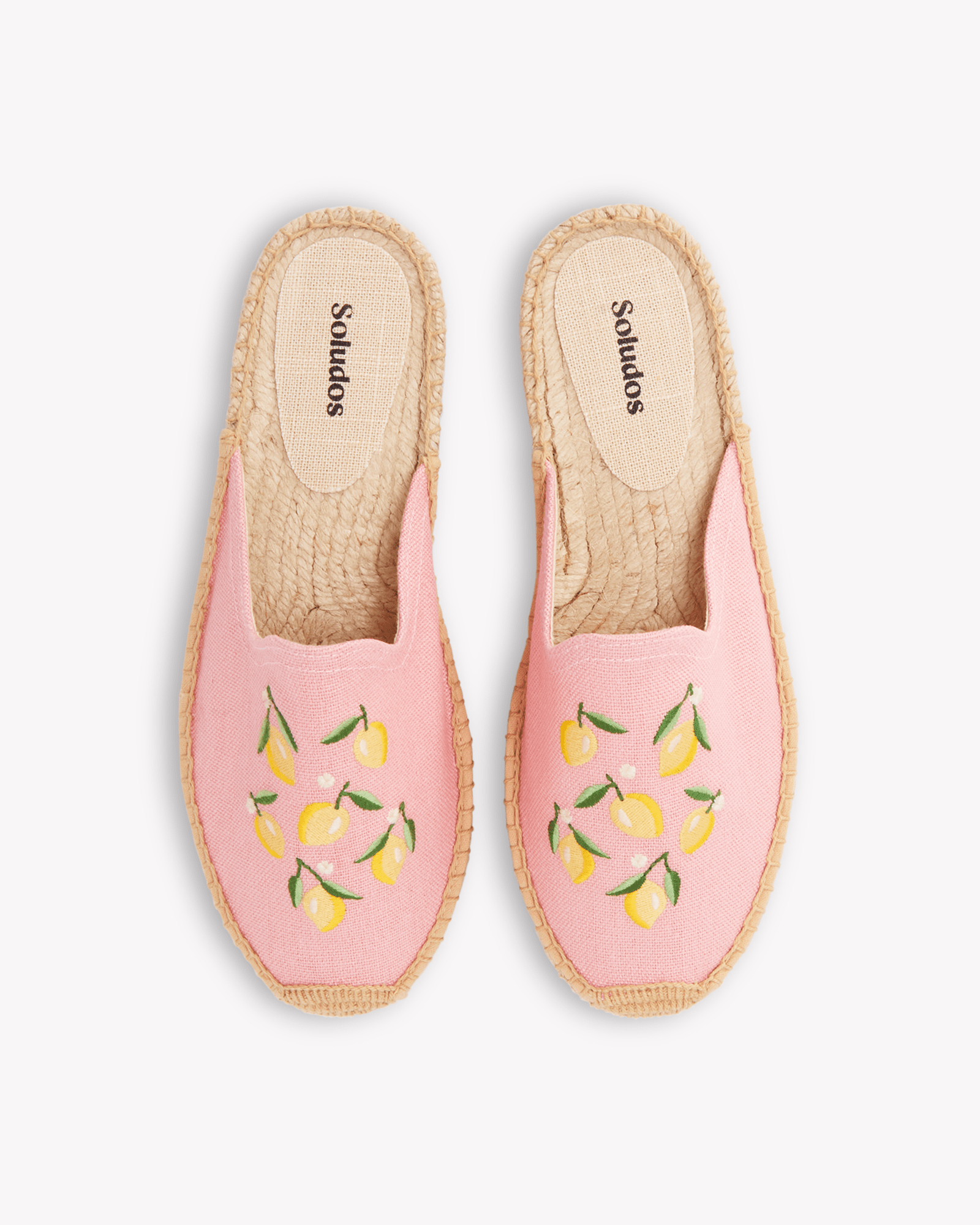 Women's Smoking Mule Espadrille | Embroidery | Lemons - Dusty Rose Pink - Womens Espadrilles - Lemons - Dusty Rose Pink - ET2C - 