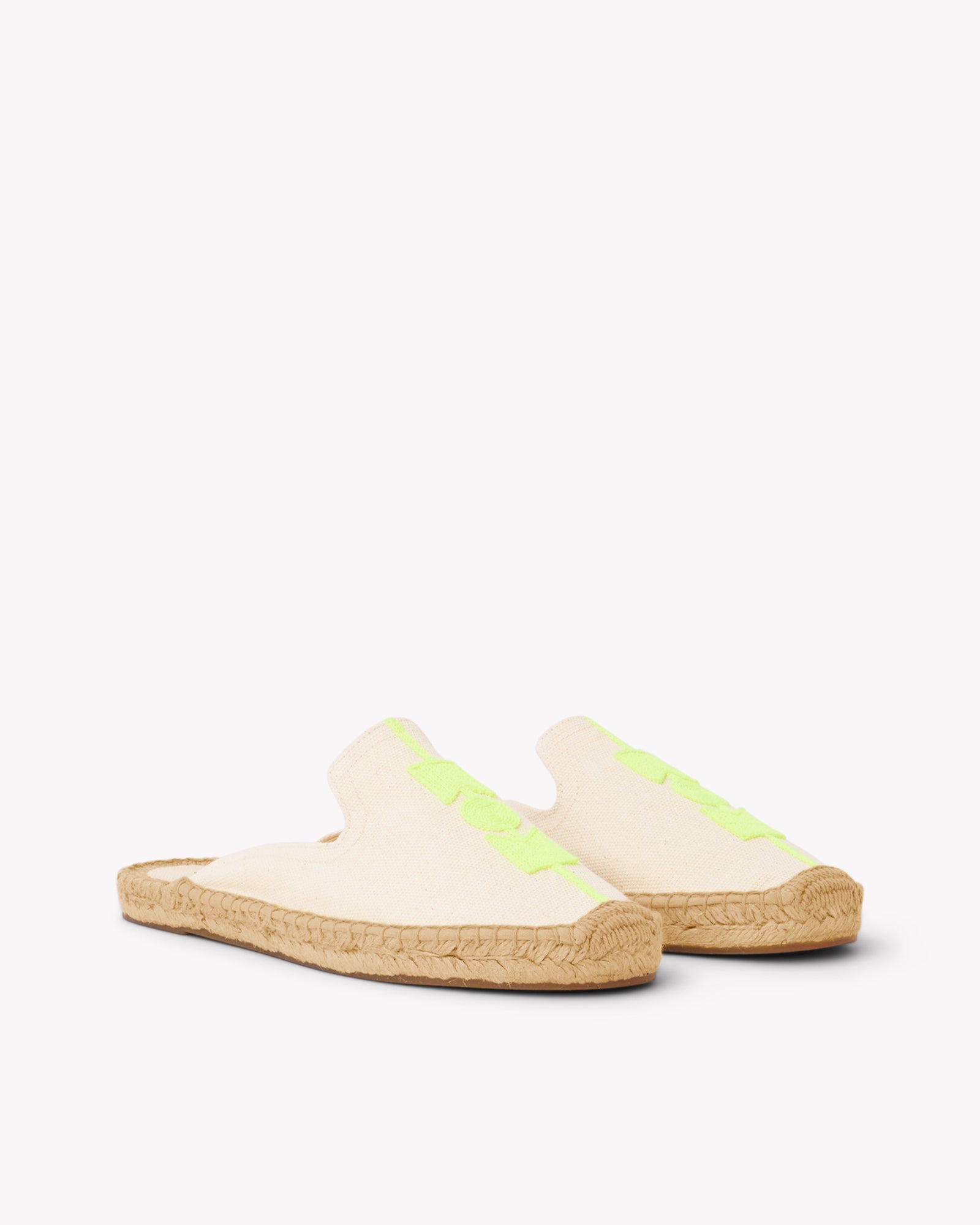 Women's Smoking Mule Espadrille | Embroidery | Molyan Neon Yellow - Natural Undyed - Women's Espadrilles - Natural Undyed - Molyan Neon Yellow - Soludos - 