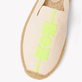 Women's Smoking Mule Espadrille | Embroidery | Molyan Neon Yellow - Natural Undyed - Women's Espadrilles - Natural Undyed - Molyan Neon Yellow - Soludos - 