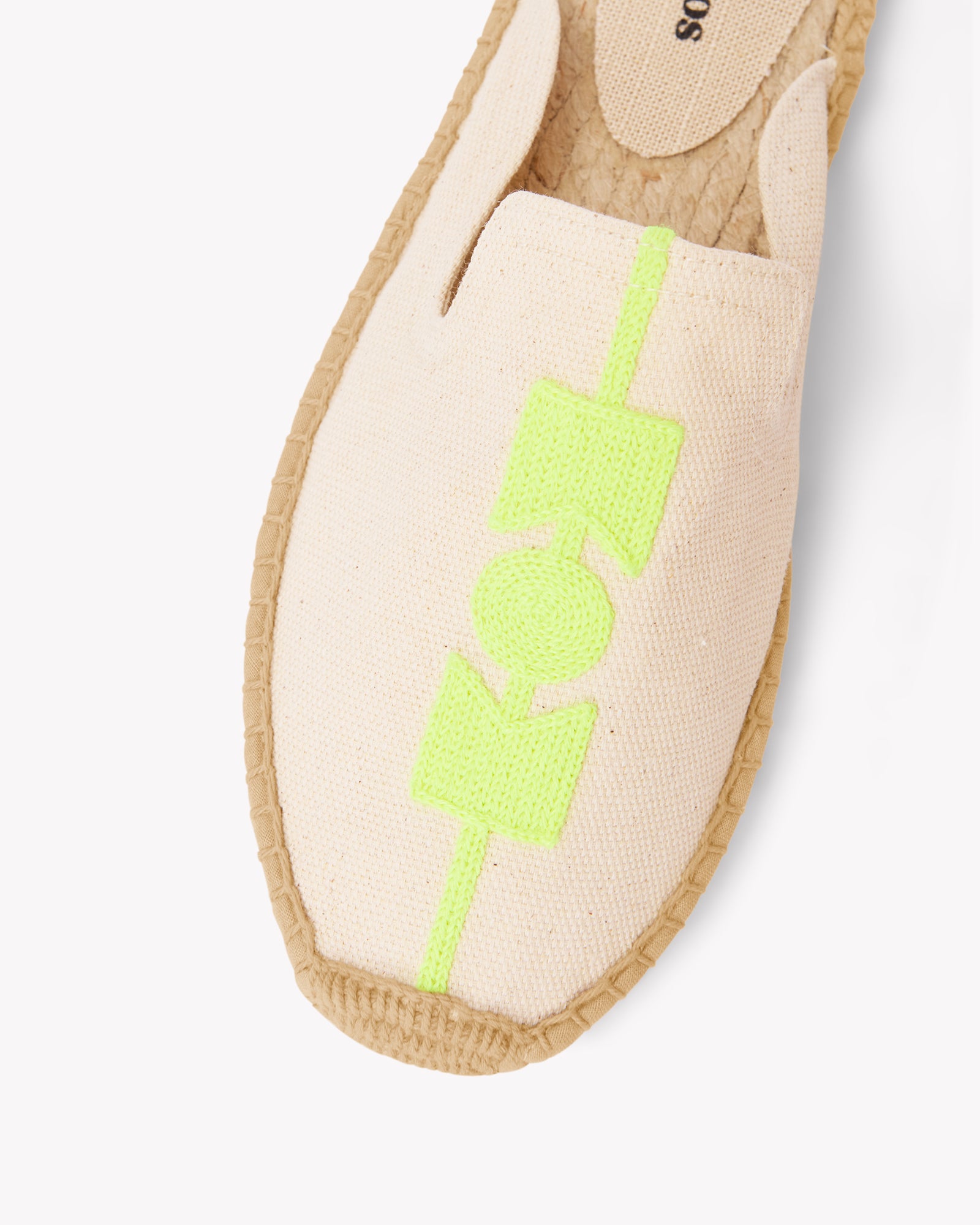 Women's Smoking Mule Espadrille | Embroidery | Molyan Neon Yellow - Natural Undyed - Women's Espadrilles - Natural Undyed - Molyan Neon Yellow - Soludos - 