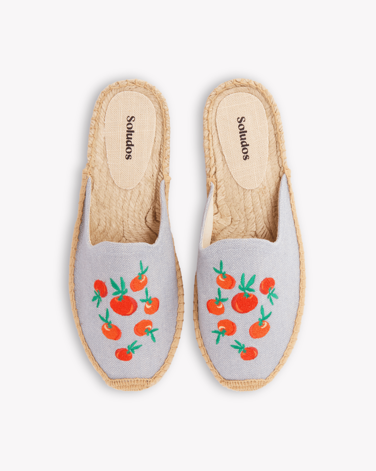 Women's Smoking Mule Espadrille | Embroidery | Oranges - Dolphin Blue - Womens Espadrilles - Oranges - Dolphin Blue - ET2C - 
