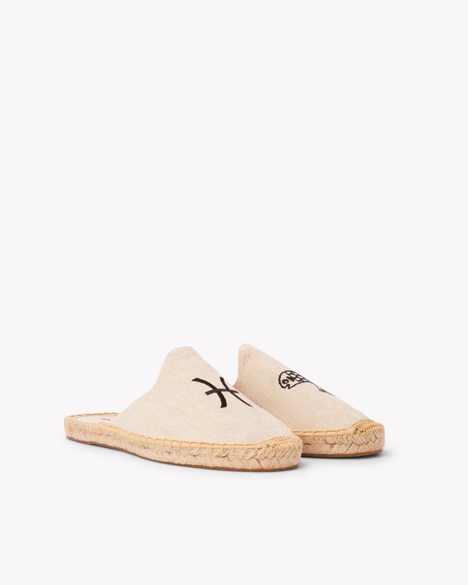 Women's Smoking Mule Espadrille | Embroidery | Pisces - Natural Undyed - Womens Espadrilles - Natural Undyed - ET2C - 