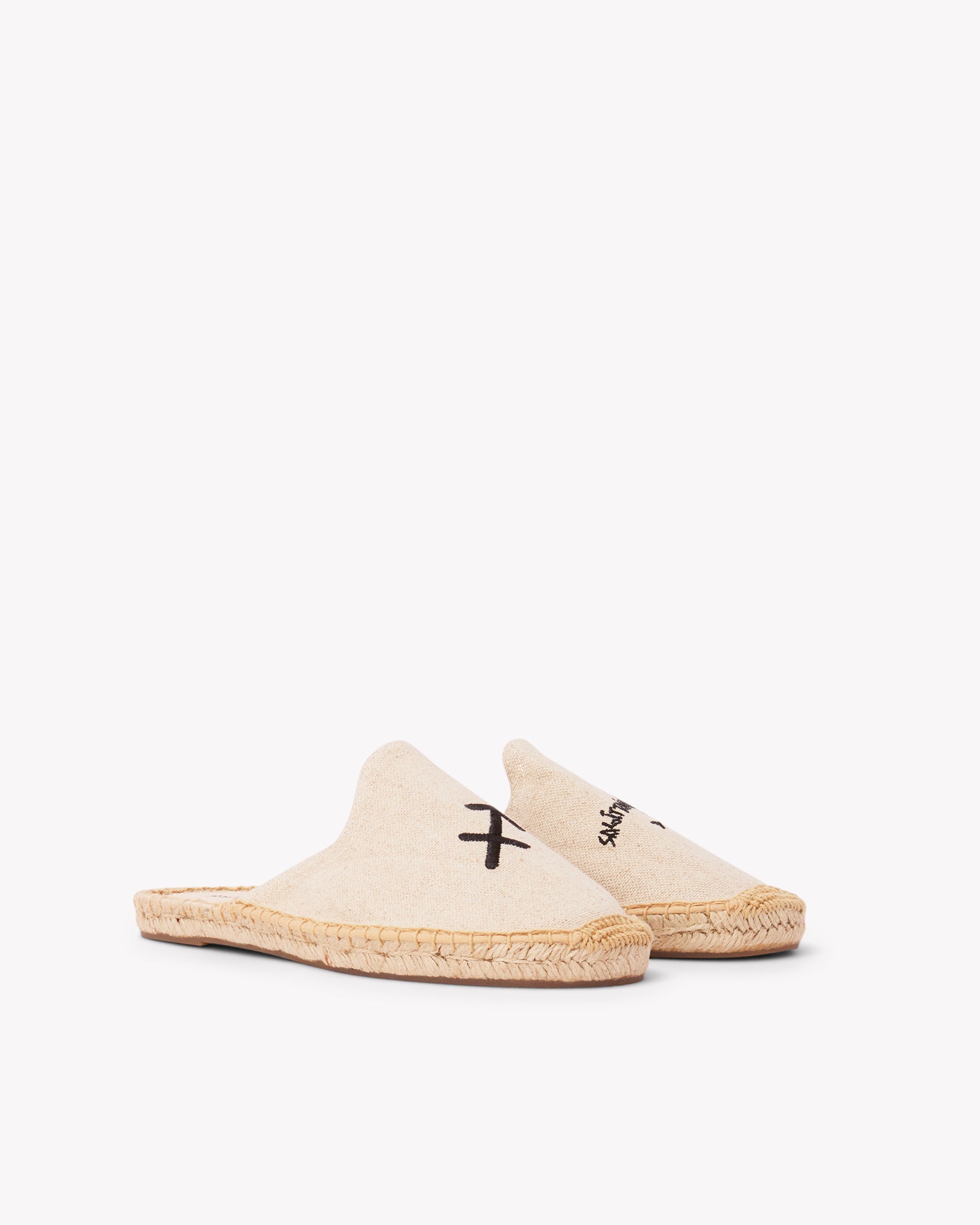 Women's Smoking Mule Espadrille | Embroidery | Sagittarius - Natural Undyed - Womens Espadrilles - Sagittarius - Natural Undyed - ET2C - 