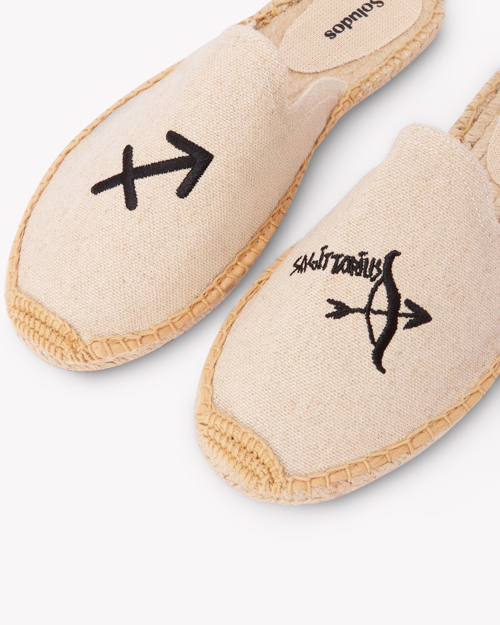 Women's Smoking Mule Espadrille | Embroidery | Sagittarius - Natural Undyed - Womens Espadrilles - Sagittarius - Natural Undyed - ET2C - 