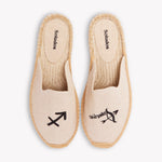 Women's Smoking Mule Espadrille | Embroidery | Sagittarius - Natural Undyed - Womens Espadrilles - Sagittarius - Natural Undyed - ET2C - 