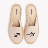 Women's Smoking Mule Espadrille | Embroidery | Sagittarius - Natural Undyed - Womens Espadrilles - Sagittarius - Natural Undyed - ET2C - 