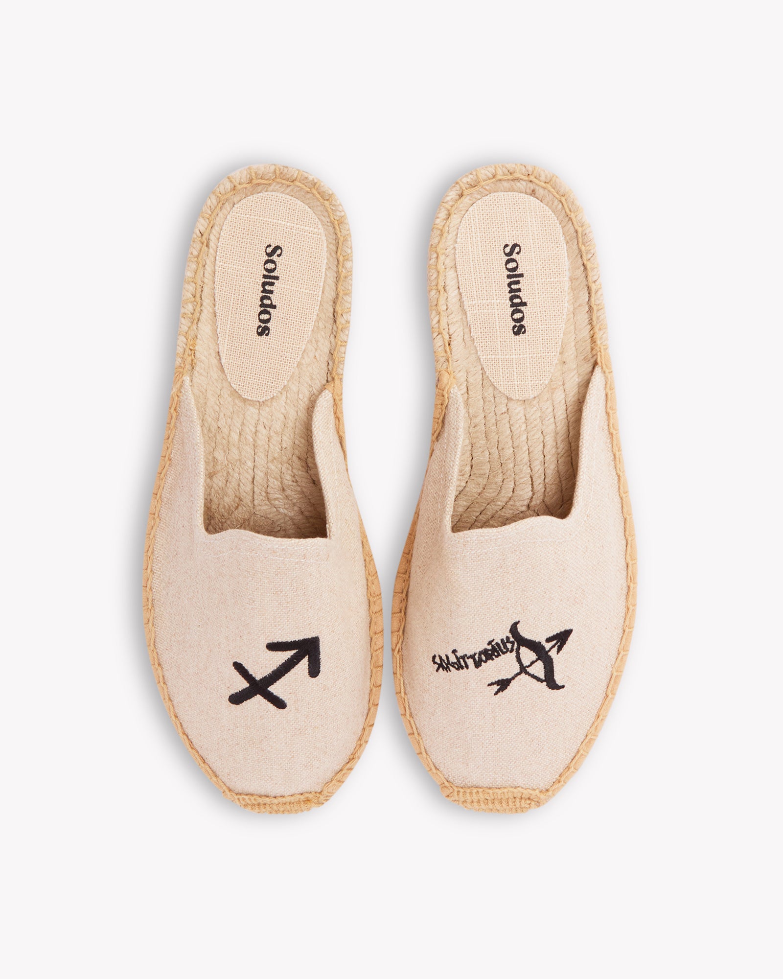 Women's Smoking Mule Espadrille | Embroidery | Sagittarius - Natural Undyed - Womens Espadrilles - Sagittarius - Natural Undyed - ET2C - 