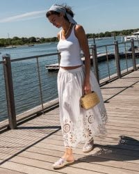 Women's Smoking Mule Espadrille | Embroidery | Stars & Stripes - Dolphin Blue - Women's Espadrilles - Stars & Stripes - Dolphin Blue - Soludos -