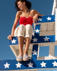 Women's Smoking Mule Espadrille | Embroidery | Stars & Stripes - Dolphin Blue - Women's Espadrilles - Stars & Stripes - Dolphin Blue - Soludos -