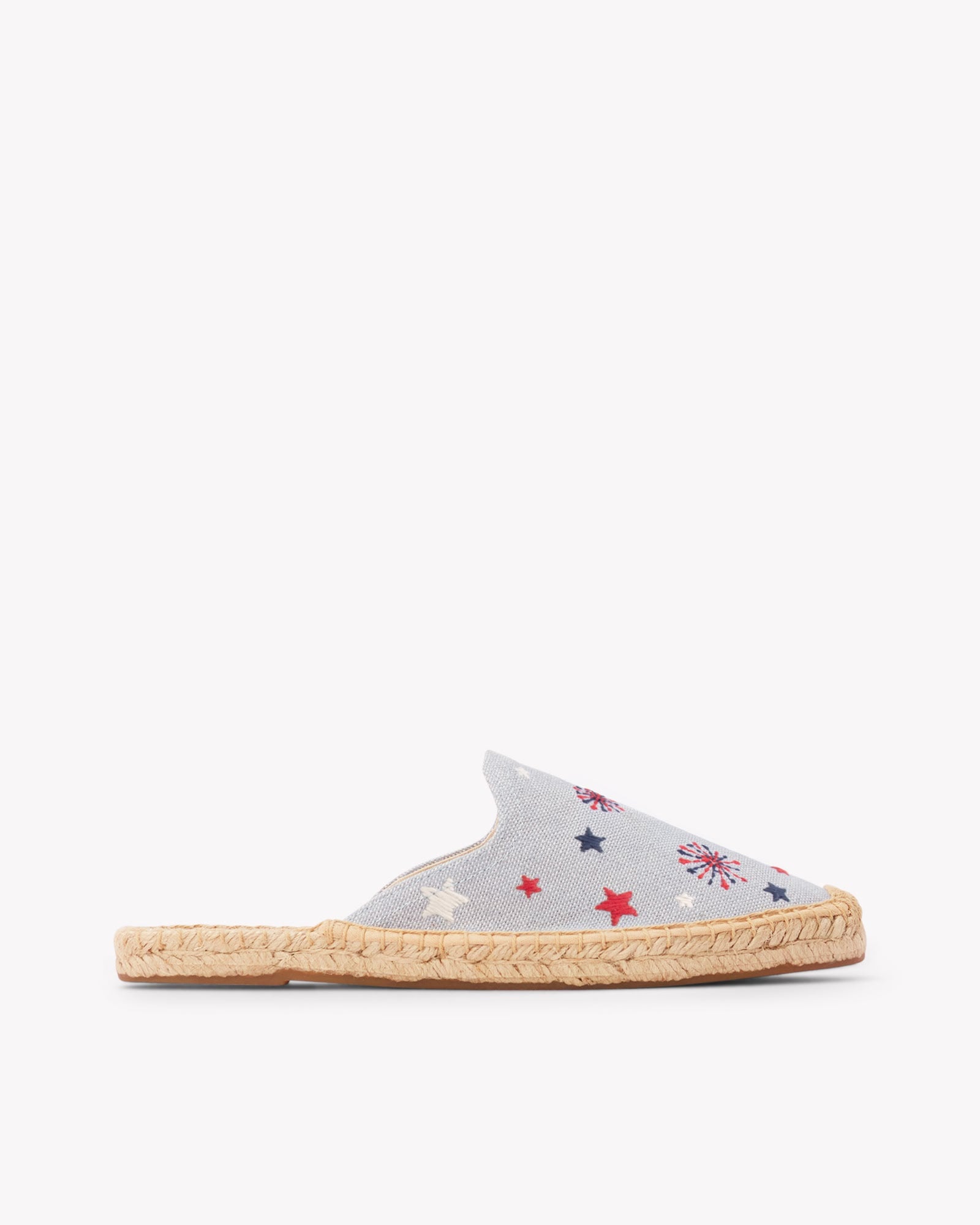 Women's Smoking Mule Espadrille | Embroidery | Stars & Stripes - Dolphin Blue - Women's Espadrilles - Stars & Stripes - Dolphin Blue - Soludos -